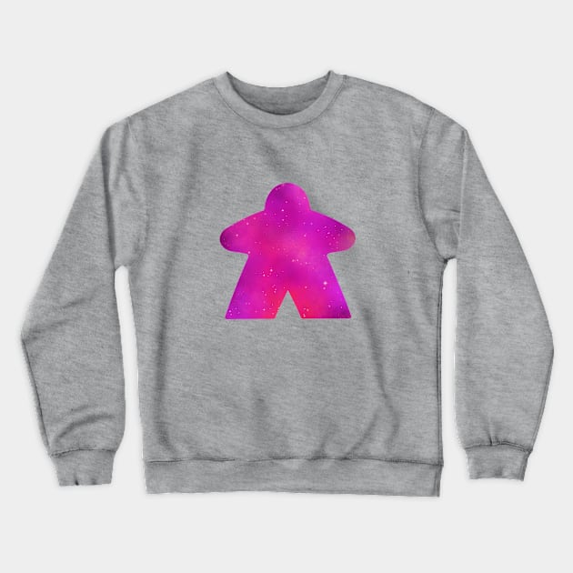 Hot Pink Space Sky Stars Meeple | Board Game Fan Crewneck Sweatshirt by gloobella